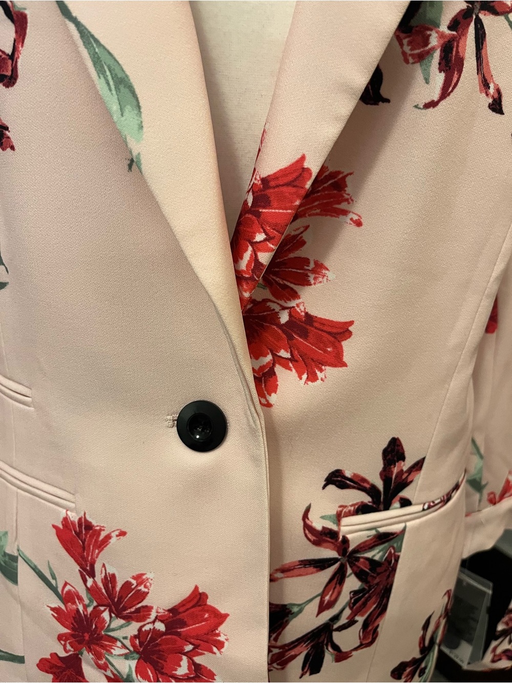 Nine West Blush Pink Floral Single-Button Blazer - Picture 2 of 3